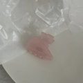 Detail of pink polished hair claw clip with Amy Bear Handmade text on a textured background - 5cm / Transparent Pink
