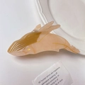 Detail of peach pink acetate whale hair claw clip with golden outlines and jade-like finish - Whale Style (41#)