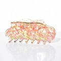 Detailed macro view of 13cm marble acetate hair claw clip with colorful floral pattern - Multicolor (13cm)
