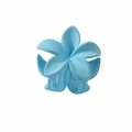 Sky blue frangipani flower hair claw clip with matte finish for stylish hair styling - Blue 4cm