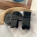 Glossy black acetate hair claw clip with sparkling rhinestones for elegant styling - 9cm / Black