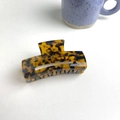 Classic tortoise shell hair claw clip with rectangular hollow design and glossy finish - About 9cm / Dark Leopard Print