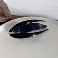 Detail of minimalist curved cellulose hair clip in deep blue and black with high gloss finish - Navy Blue