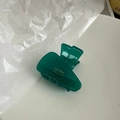 Emerald green acetate hair claw clip with golden Amy Bear Handmade lettering detail - 5cm / Lake Blue