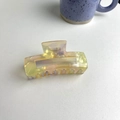 Large acetate hair claw clip with colorful marble pattern and minimalist square frame - About 9cm / Colorful