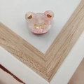 Haarklem van acetaat met roze marmeren beerontwerp en gouden glitterdetails - Levendig Roze-ca. 2cm