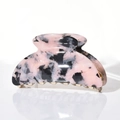 Pinza per capelli in acetato marmorizzato rosa e nero con denti in metallo dorato - 7cm / Rosa Chiaro