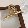 Large acetate claw clip with marble patterns and high-polish gold alloy frame - 11.5x5.5cm / Yellow Multi