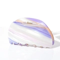 Detail of large acetate hair claw clip showing purple and white marble texture patterns - Striped Light Purple