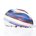 Detail of large acetate hair claw clip showing blue and purple marble striped patterns - Purple Striped