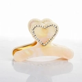 Detail showing pink marble acetate heart hair claw with sparkling rhinestone accents - Creamy White Heart Hair Claw