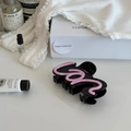Elegant black acetate hair claw clip with pink pearlescent Love lettering and marble finish - Classic Black Pink Style (A11-4-26) / 9cm