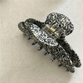 Grande pince à cheveux en acétate avec motif dalmatien noir et blanc élégant - 10.5cm / Points Noirs Et Blancs