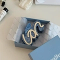 Blue leopard acetate hair claw clip with elegant cursive text in a luxury blue gift box - Blue Leopard Style (A3-5-13) / 9cm