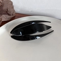 Elegant glossy black acetate hair claw with multi-layer streamlined design for women - Deep Black