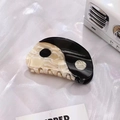 Acetate yin yang hair claw clip in black and white marble pattern for women - Small / Black / 6.5cm