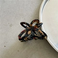 Detail view of small tortoiseshell acetate butterfly hair claw with silver metal spring - Dark Brown