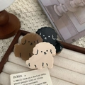Dettaglio del fermaglio per capelli a forma di cane cartone animato su vassoio di legno - 7cm / Mix Nero Caffè Bianco