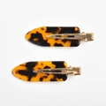 Retro tortoiseshell acetate duckbill hair clip with golden alloy clamp in 2-piece set - Dark Tortoiseshell (6cm)