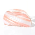 Large tortoiseshell hair claw clip in orange and cream marble finish for women - Light Pink Striped