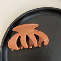 Detail of salmon-colored acetate hair claw clip featuring golden Barette La France text - Orange (6CM)