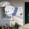 Pinza per capelli a forma di cane teddy bianco in acetato con accenti viola e motivi a zampa - Molla Cane 10.5CM