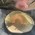 Dettaglio della molletta per capelli bicolore rosa e verde in resina di acetato traslucido - Melone Verde Rosa (A8-1-19 Melone 10cm)