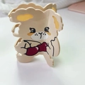 Niedliche beige Haarklammer in Hundeform mit Kirschmotiv für Mädchen und Damen - Kirsch Hase (A11-4-1) / 9.2cm