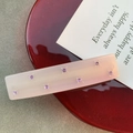 Fermaglio rettangolare in acetato rosa chiaro con otto strass di cristallo viola - Viola Sfumato 8.2cm