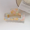 Detail of colorful mosaic acetate hair claw clip on a minimalist aesthetic background - Large Version / Large Light Multicolor