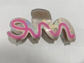 Pink pearl cellulose acetate shark hair claw clip with stylish iridescent resin finish - 11cm / Light Gray