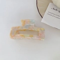 Rectangle large acetate hair claw clip with colorful macaron marble pattern - Medium Size / Medium Light Multicolor