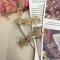 Barrettes à cheveux étoile Y2K double couche avec paillettes jaunes et étoiles roses - Jaune