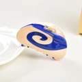Blue and yellow macaron contrast color acetate spiral hair claw clip for women - Color-block Blue