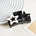 Y2K star hair claw clip in black and white finish for trendy dopamine styling - Black and White
