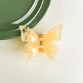 Elegant butterfly hair claw clip in amber acetate with pearl detailing on ivory surface - Colorful Yellow (8cm)
