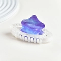 Elegante pinza de pelo de acetato con forma de Saturno, degradado celestial y strass brillantes - Estrella Plateada / Aproximadamente 9 cm