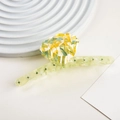 Elegante molletta per capelli a conchiglia in acetato marmorizzato giallo e verde con strass - A12-22-2 Verde (circa 12cm)
