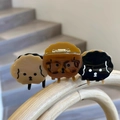 Three cute acetate puppy hair claws in beige, brown, and black colors for women - Coffee Puppy With Glasses (12cm)