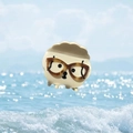 Cute beige dog hair claw clip with tortoise glasses over a blue ocean background - White Puppy With Glasses (4.5cm)