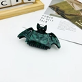 Creative green marble texture bat-shaped hair claw clip for Halloween styling - Dark Green