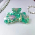Pinza de pelo con lazo de acetato verde iridiscente para peinados y moños de mujer - 9.5CM / Verde