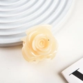 Close-up of cream white rose hair claw clip with glossy resin petals for elegant styling - 4.5CM / Milky White