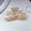 Elegant acetate bow hair claw clip in pearlescent champagne for dopamine hair styling - 9.5CM / Iridescent Champagne