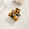 Polished leopard print acetate small claw clip for high ponytail hair styling - 3.5cm / Coffee Tortoise Shell