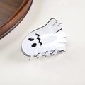 Molla per capelli a fantasma di Halloween in acetato bianco con dettagli del viso neri - Fantasma Arrabbiato (A11-44-40) / Circa 6,5 cm