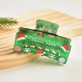 Molla per capelli Santa Baby in acrilico verde glitterato con motivi natalizi - 8cm / Verde
