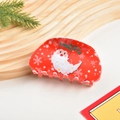 Pince à cheveux de Noël rouge mignonne avec motif Père Noël et flocons de neige - Style Bonnet de Noël - 8.5cm