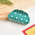 Pince à cheveux de Noël vert foncé avec motifs flocons de neige et texte Merry - Style Flocon de Neige Vert - 8.5cm