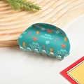 Pince à cheveux de Noël verte avec lettrage Merry Christmas et motifs de pain d'épices - Style Sucre d'Orge de Noël - 8.5cm